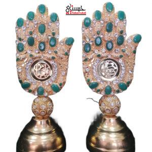 Ya Hussain & Ya Abbas Name Stone Stand Alam Set